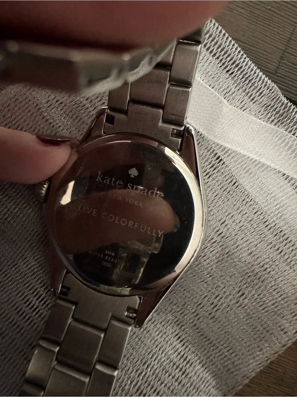 Kate Spade Women’s Silver Stainless Steel Watch with Pink Accents